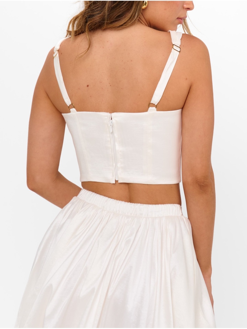Show Me Your Mumu Vivianna Crop Top Size Small S White Taffeta NWOT corset - Picture 4 of 6